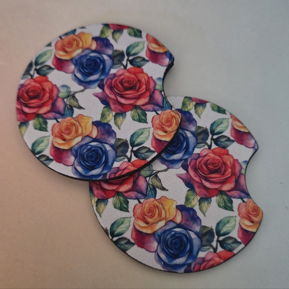 Rainbow Roses Car Coasters Car decor